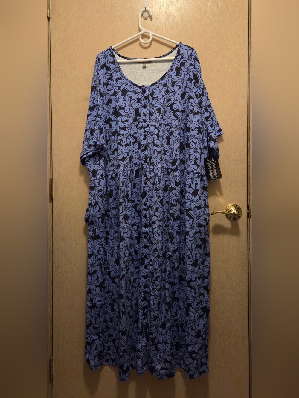 Blue Floral Button-Front Women’s Dress NWT Woman Within Knit 5x